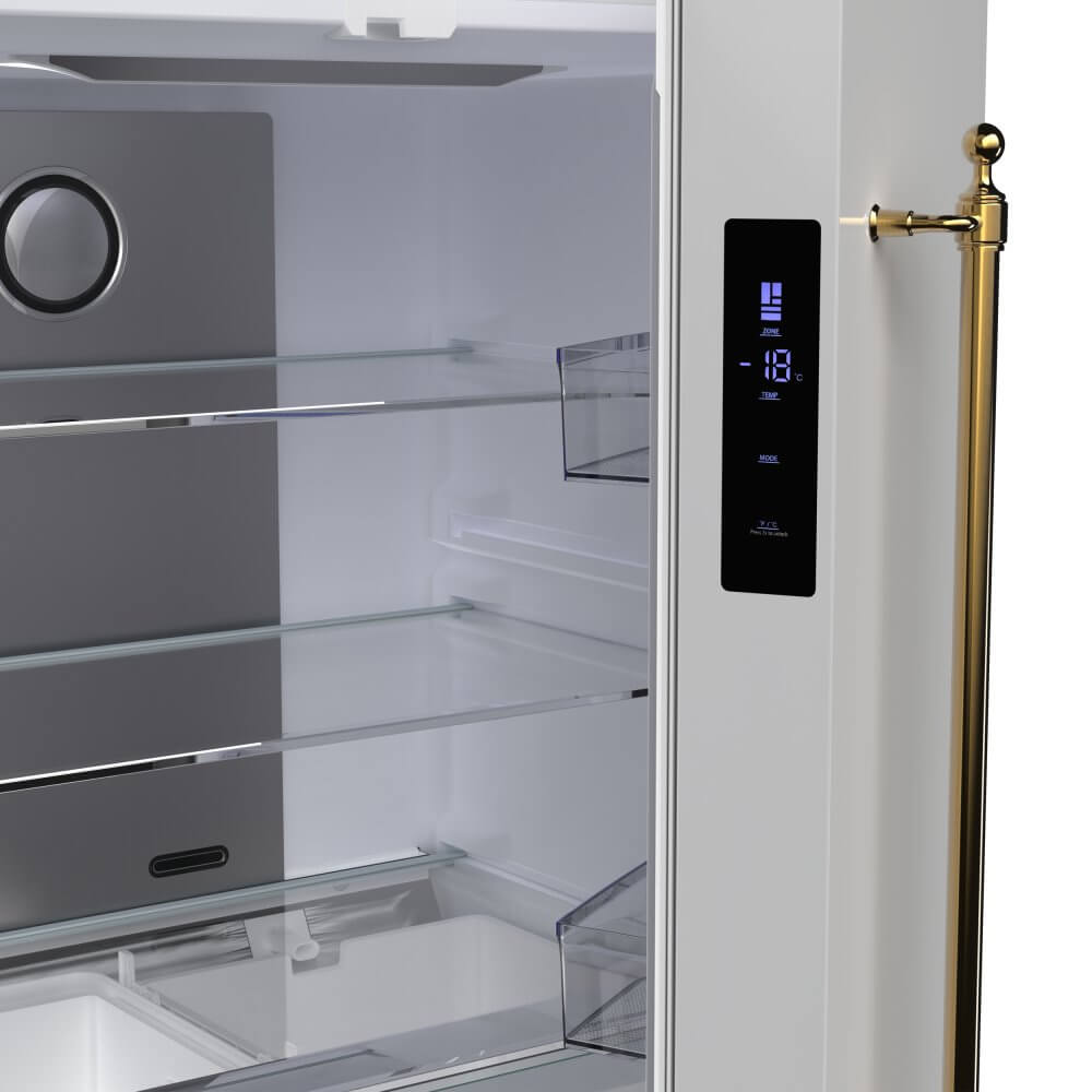 FORNO Luigi 18 cu.ft. French Door Refrigerator White, Antique Brass Handles - Image 7