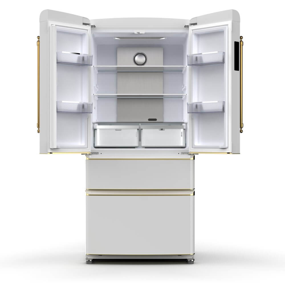 FORNO Luigi 18 cu.ft. French Door Refrigerator White, Antique Brass Handles - Image 5