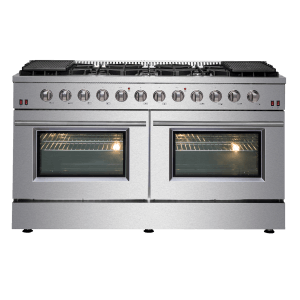 FORNO Galiano 60-inch Gas Range Stainless Steel, 10 Burners, 8.64 cu. ft. Double Convection Ovens