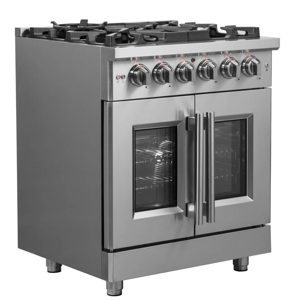 FORNO Massimo 30" Freestanding French Door Gas Convection Range - Image 3
