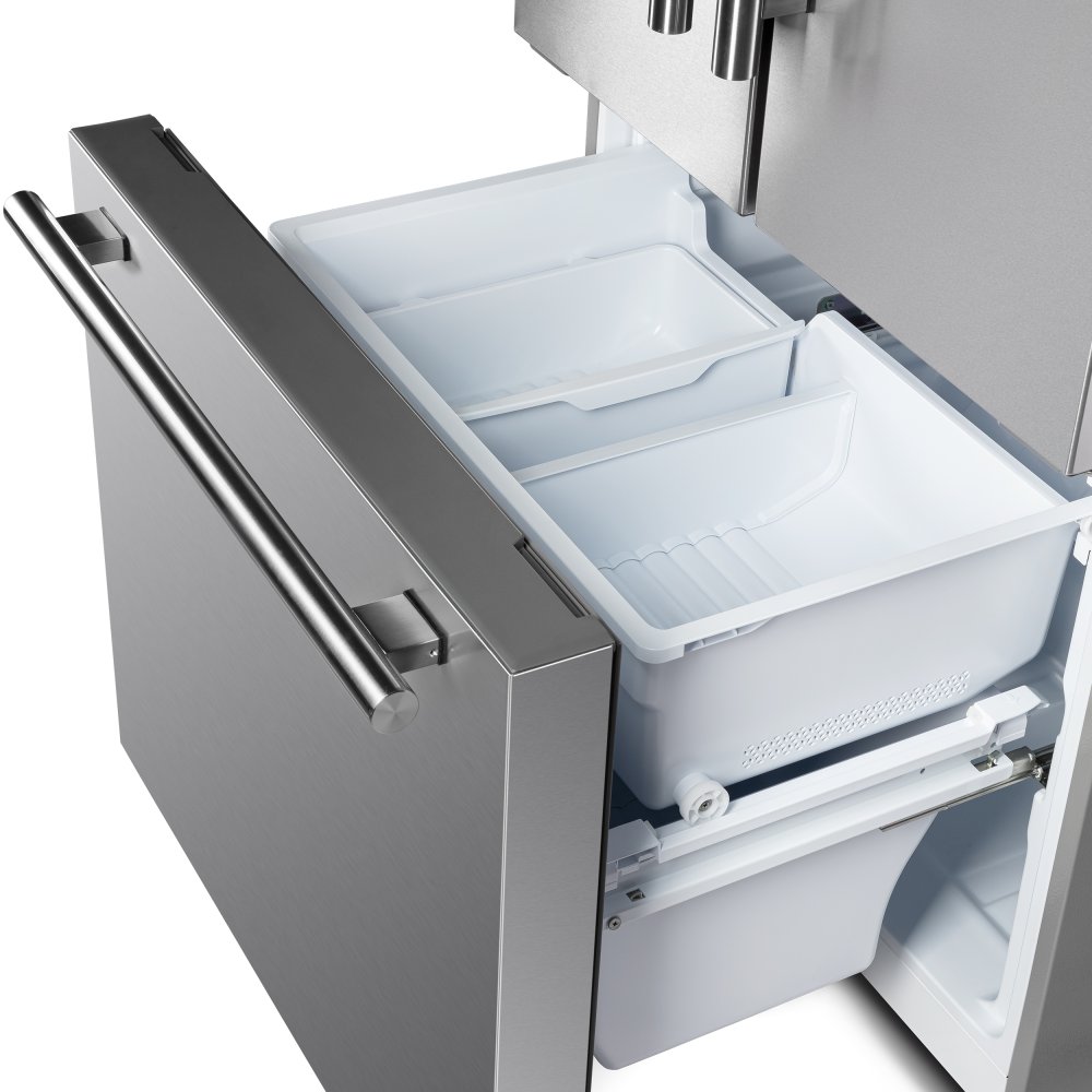 FORNO 35-inch French Door Refrigerator with Bottom Freezer 17.5 Cu.Ft. Capacity - Stainless Steel No Frost Fridge with Ice Maker, Child Safety Lock and Decorative Grill Trim kit - Image 5