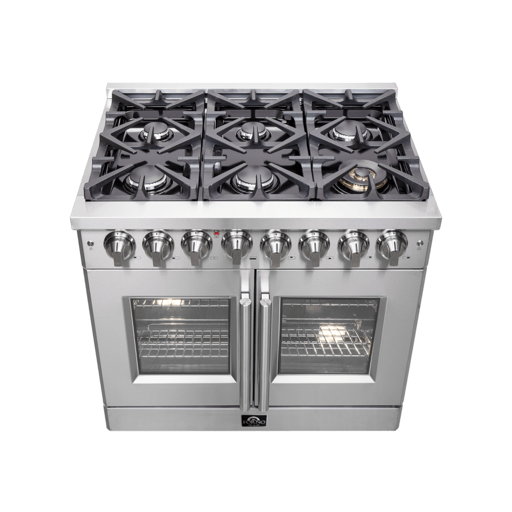 FORNO Massimo 36" Freestanding French Door Dual Fuel Range - Image 4