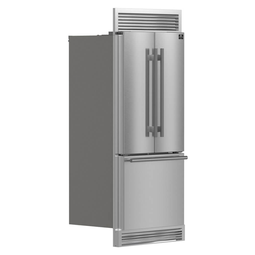 FORNO 35-inch French Door Refrigerator with Bottom Freezer 17.5 Cu.Ft. Capacity - Stainless Steel No Frost Fridge with Ice Maker, Child Safety Lock and Decorative Grill Trim kit - Image 3
