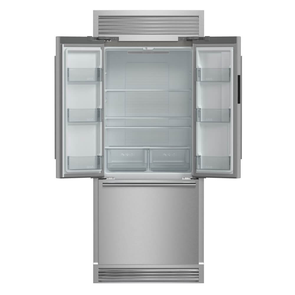 FORNO 35-inch French Door Refrigerator with Bottom Freezer 17.5 Cu.Ft. Capacity - Stainless Steel No Frost Fridge with Ice Maker, Child Safety Lock and Decorative Grill Trim kit - Image 2
