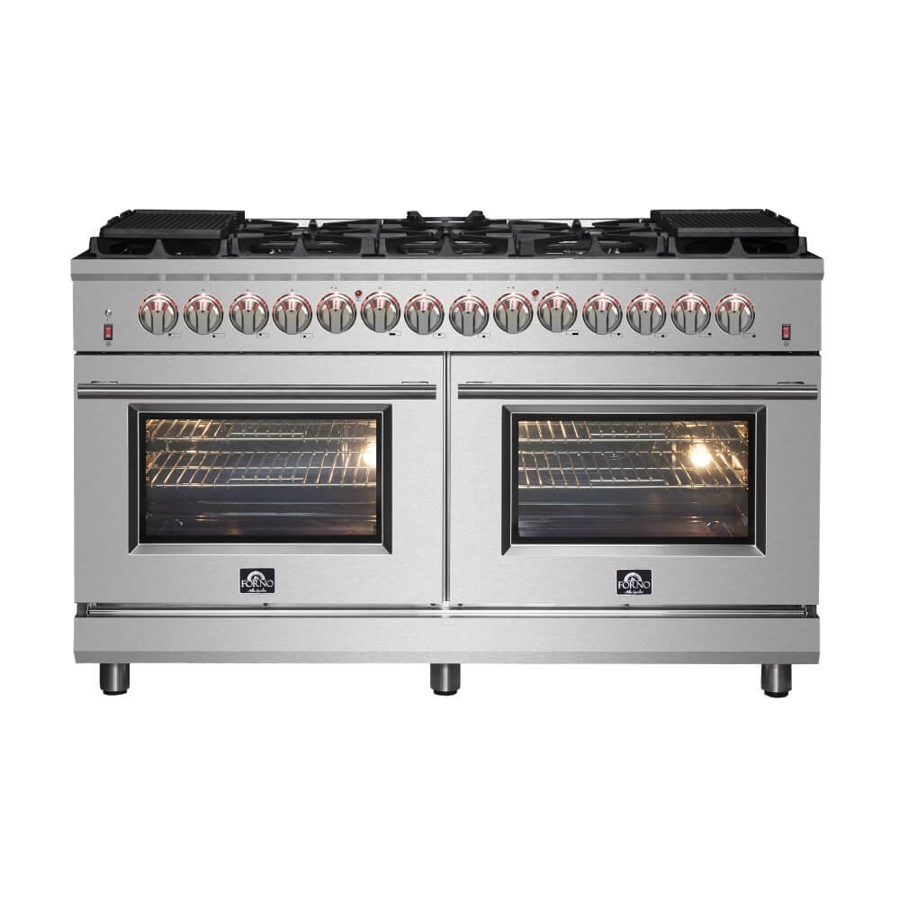 Forno Massimo 60-inch Dual Fuel Range Stainless Steel, 8.64 cu.ft. True Convection Double Ovens - Image 2