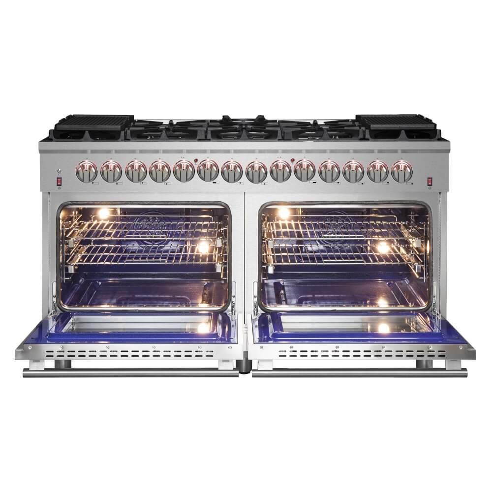 Forno Massimo 60-inch Dual Fuel Range Stainless Steel, 8.64 cu.ft. True Convection Double Ovens - Image 3