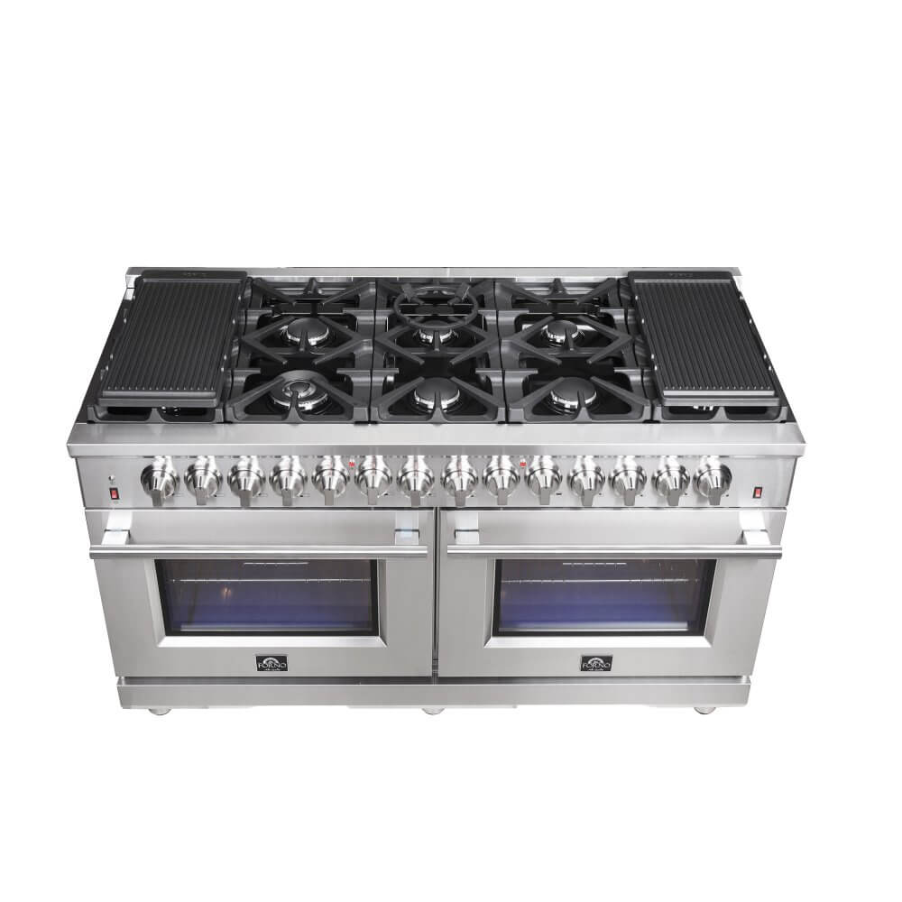 Forno Massimo 60-inch Dual Fuel Range Stainless Steel, 8.64 cu.ft. True Convection Double Ovens - Image 6