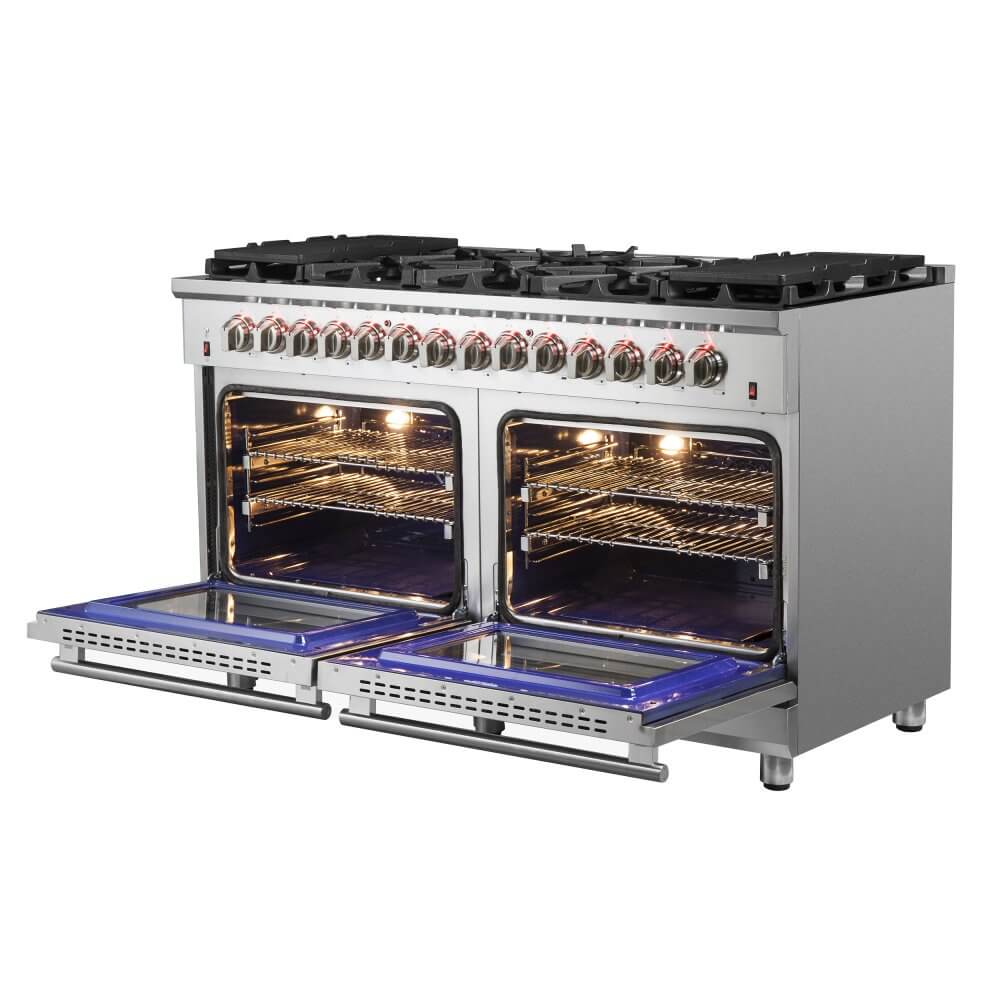 Forno Massimo 60-inch Dual Fuel Range Stainless Steel, 8.64 cu.ft. True Convection Double Ovens - Image 5