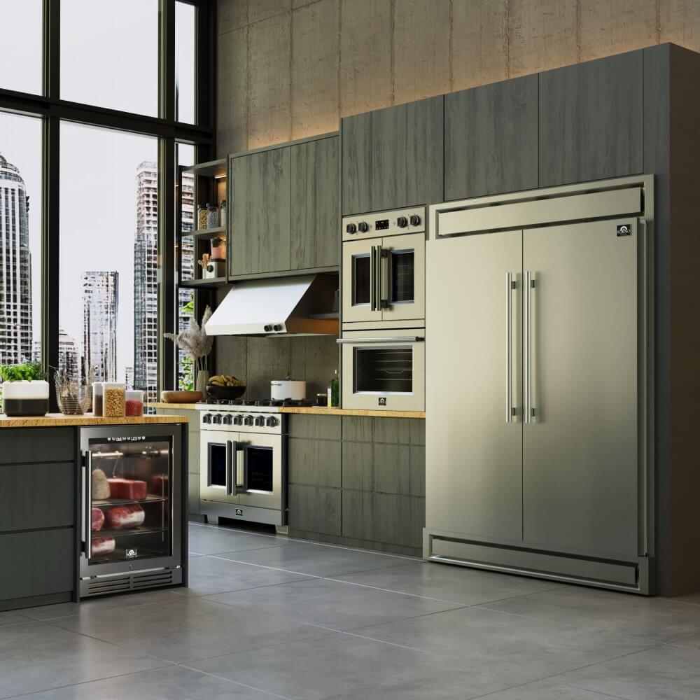 FORNO Maderno 60" 2-Piece Convertible Refrigerator/Freezer Built-In with Decorative Grill Trim, 27.2 cu.ft. - Image 16