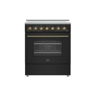FORNO Paolo 30" Freestanding Electric Range in Black, 4.38 cu.ft. True Convection Oven