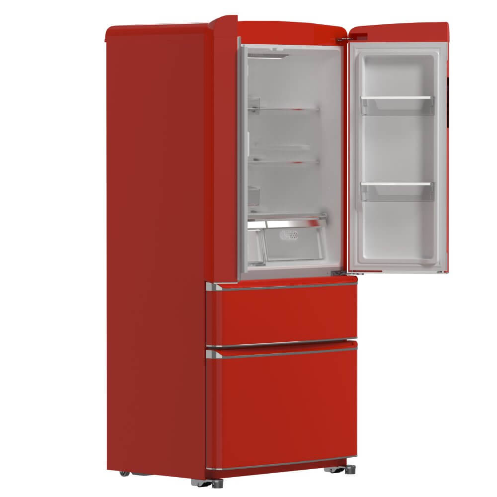 FORNO Luigi 18 cu.ft. French Door Refrigerator Red, Handle-Free Design - Image 7