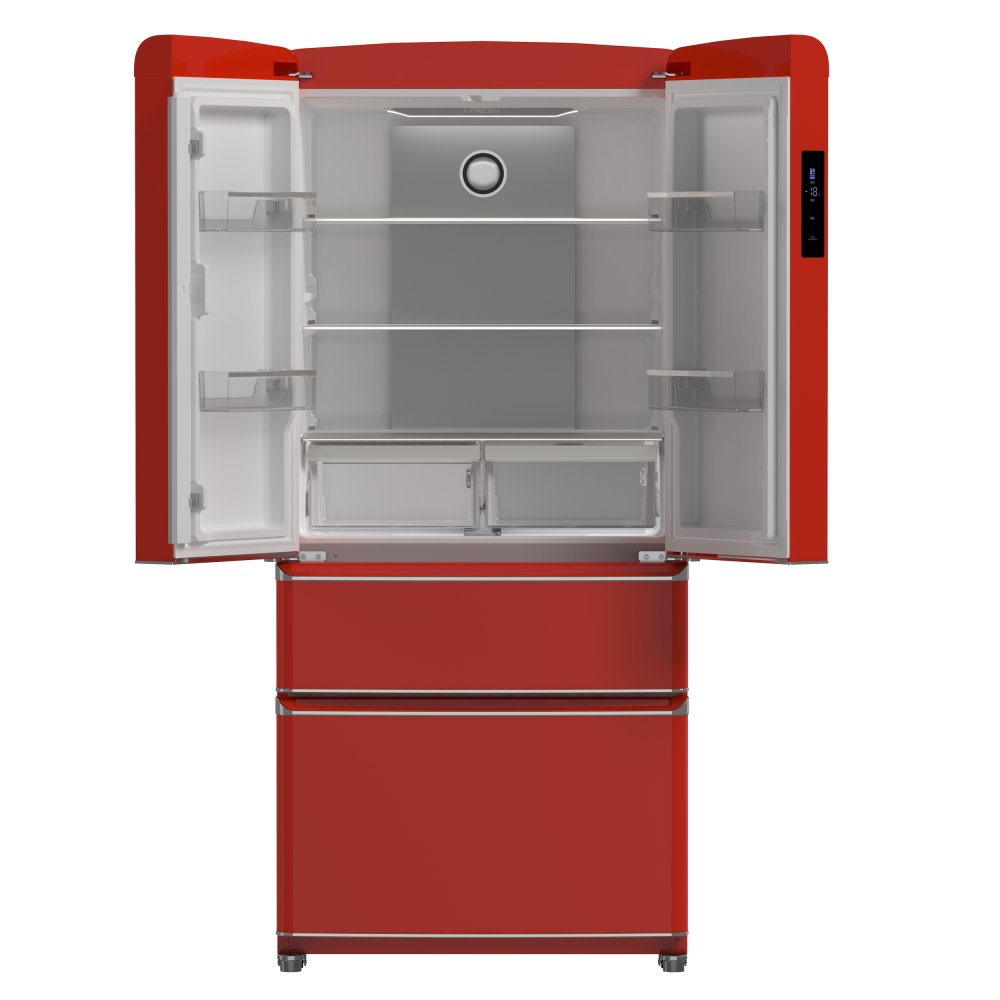FORNO Luigi 18 cu.ft. French Door Refrigerator Red, Handle-Free Design - Image 4