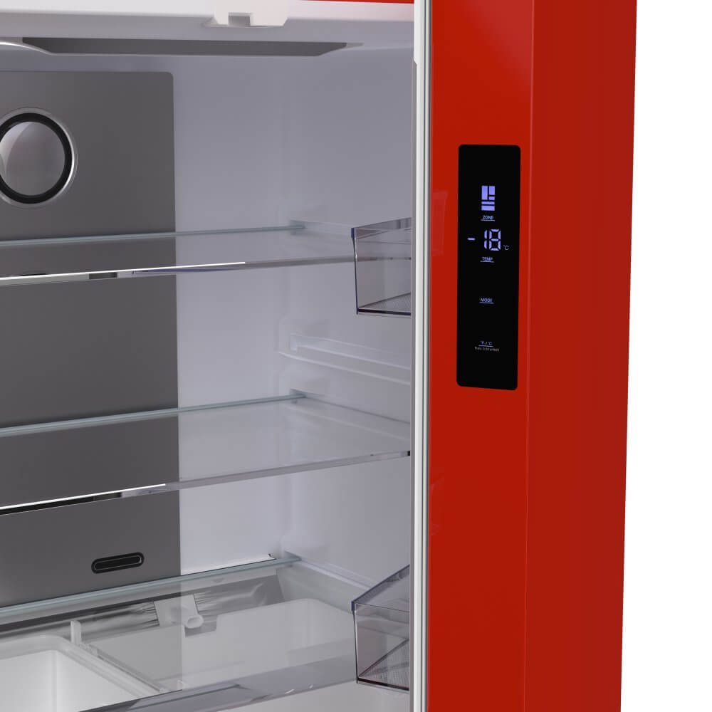 FORNO Luigi 18 cu.ft. French Door Refrigerator Red, Handle-Free Design - Image 6