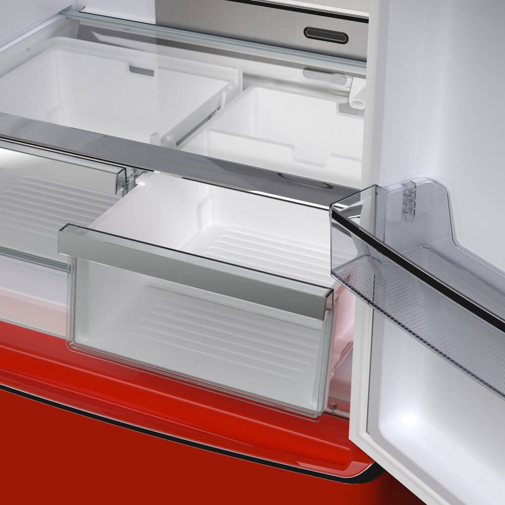 FORNO Luigi 18 cu.ft. French Door Refrigerator Red, Handle-Free Design - Image 8