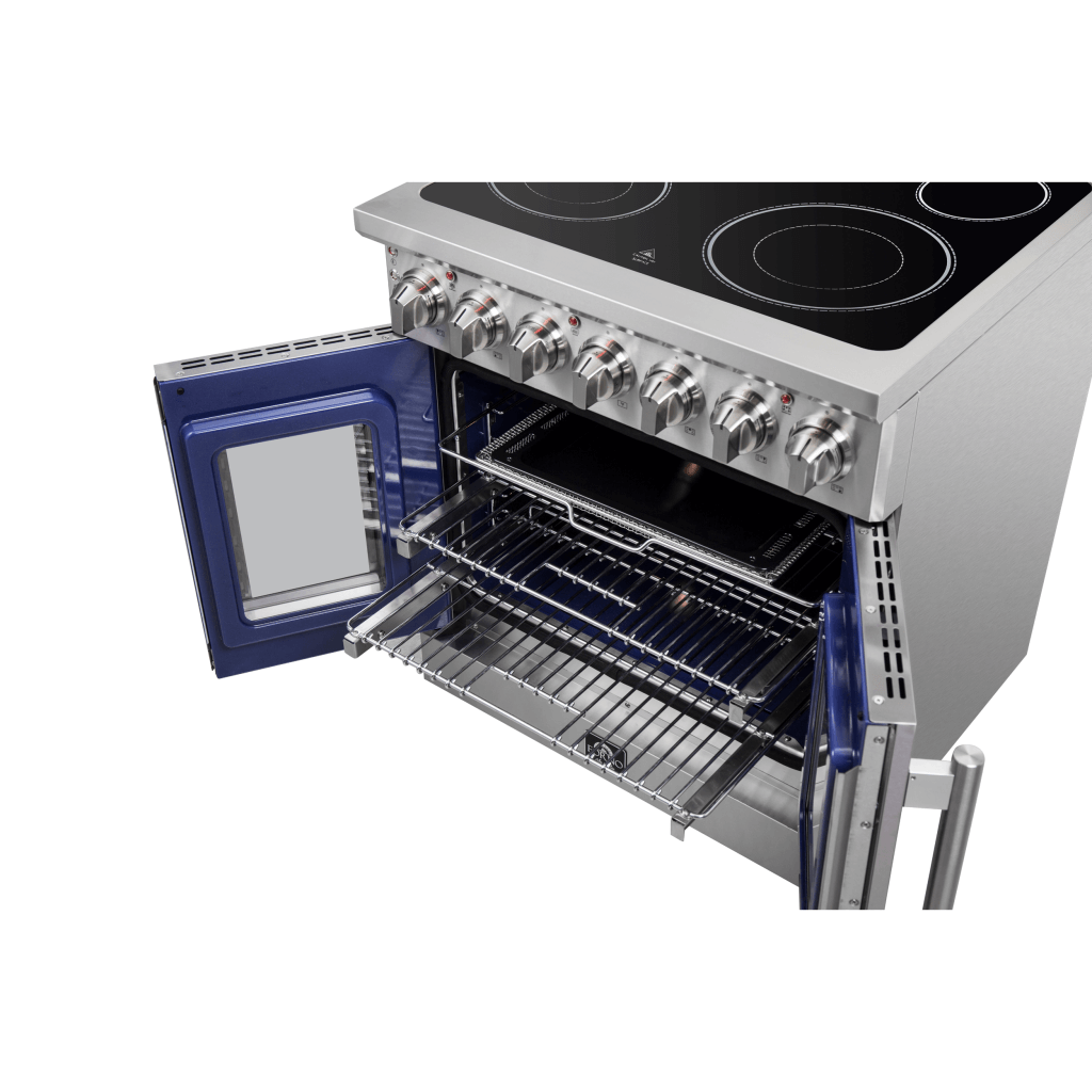 FFSEL16955 30 FORNO Massimo Freestandin French Door Electric Range Open Doors