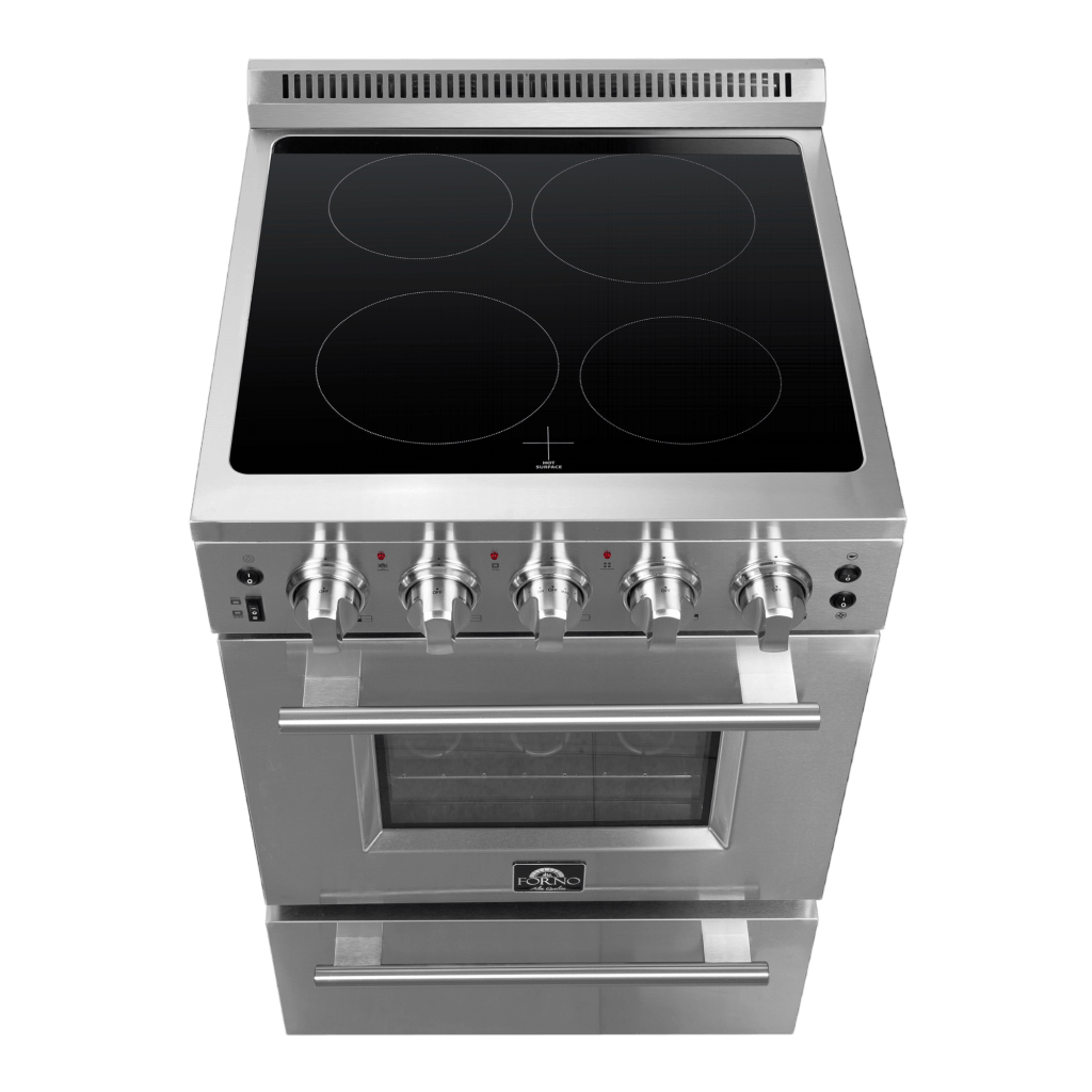 FFSEL6069 24 Forno Loiano Freestanding Gas Range Front Close On Stainless Steel