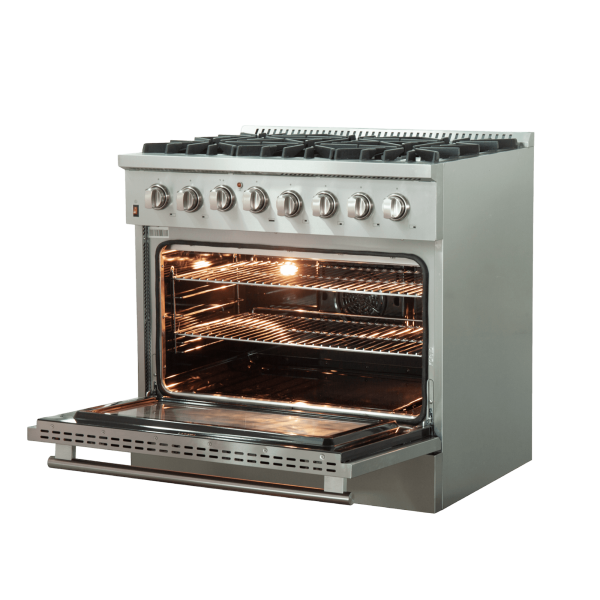 FFSGS6156 36 Forno Galiano Freestanding Dual Fuel Range Open Side