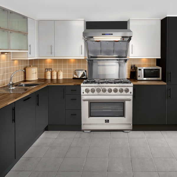 FFSGS6187 36 Capriasca Titanium Professional Freestanding Dual Fuel Range Live