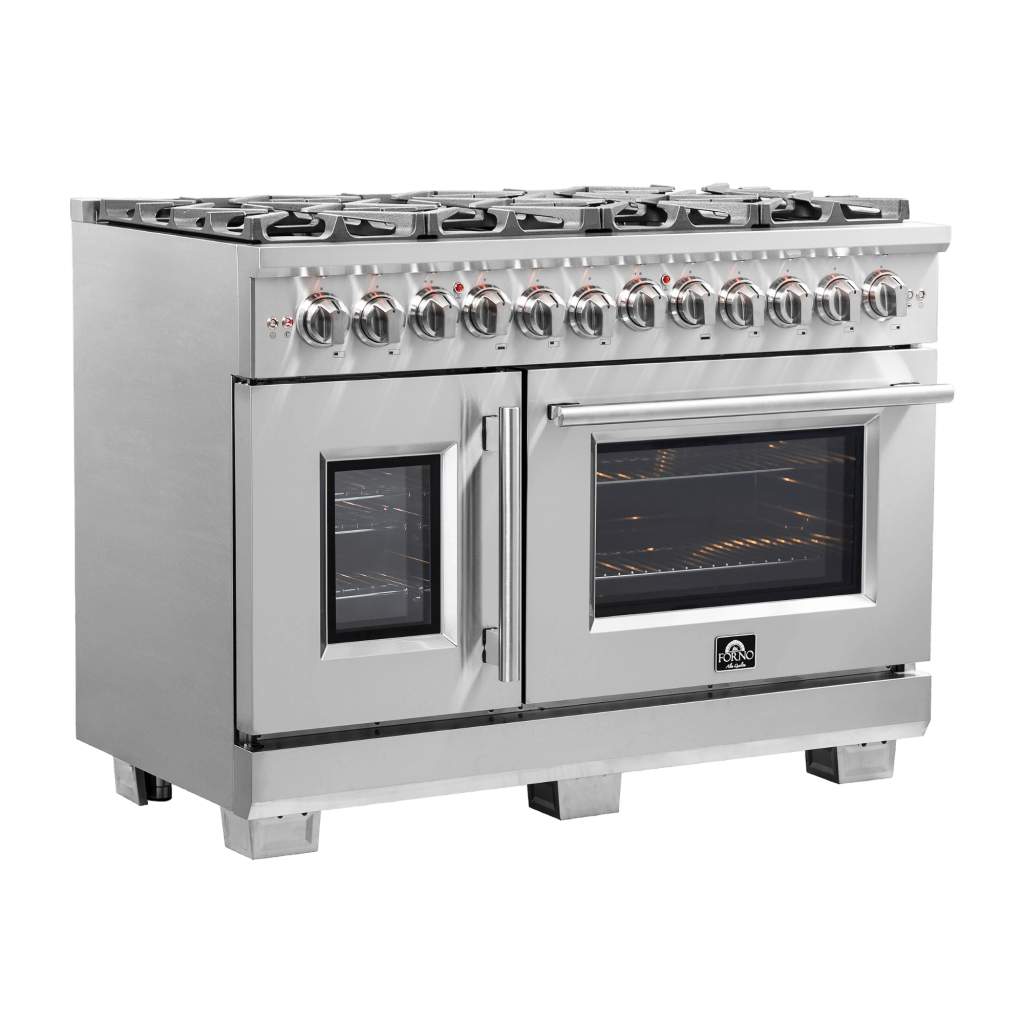 FFSGS6387 48 FORNO Capriasca Freestanding French Door Dual Fuel Range Close Left