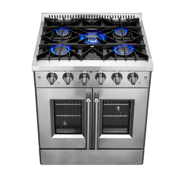 FFSGS6444 30 Forno Galiano 30 Freestanding French Door Gas Range Cooktop Front