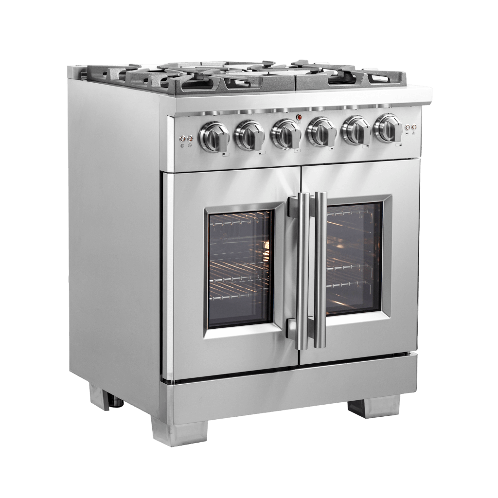 FFSGS6460 FORNO Capriasca 30 Freestanding French Door Gas Range Angle Close