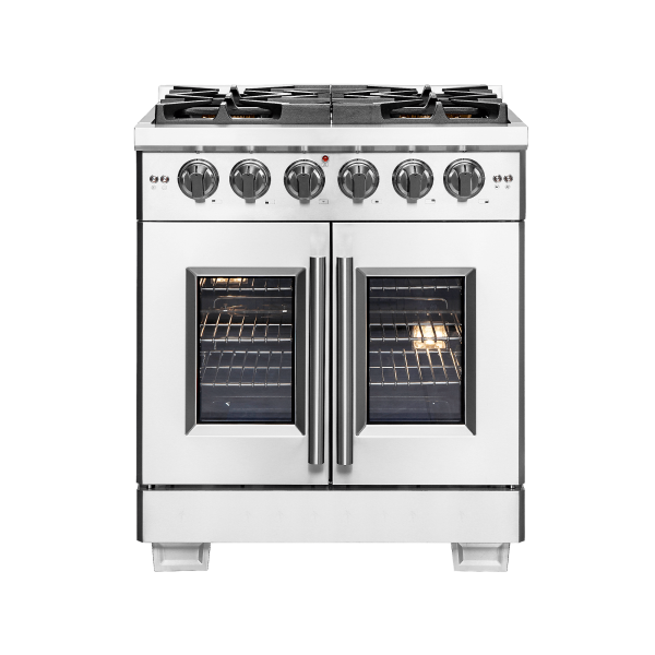 FFSGS6460 FORNO Capriasca 30 Freestanding French Door Gas Range Front