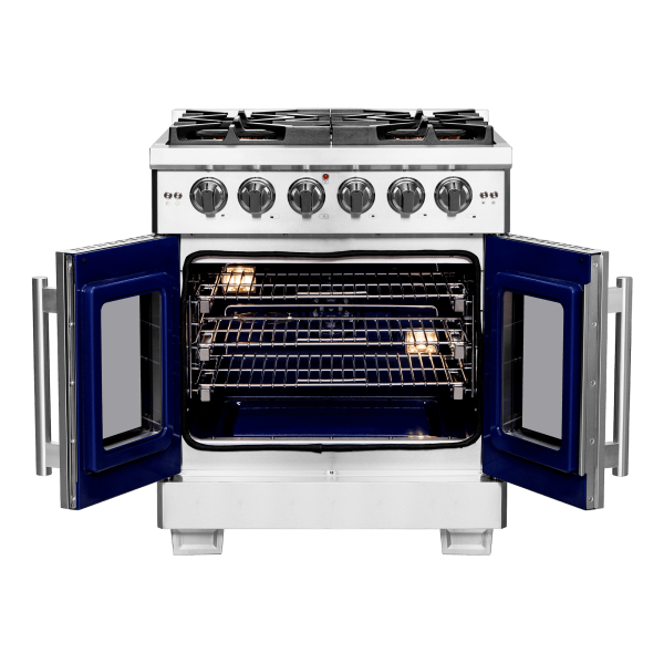 FFSGS6460 FORNO Capriasca 30 Freestanding French Door Gas Range Front Open