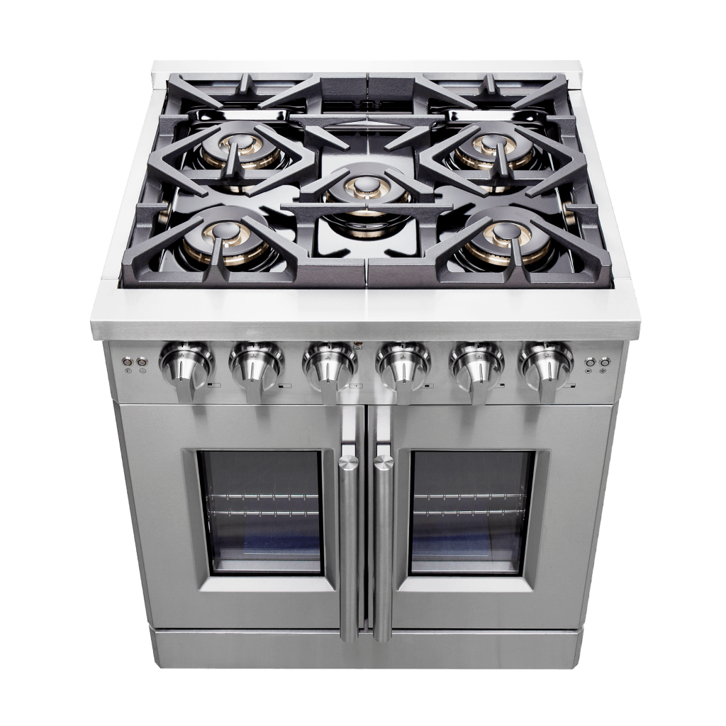 FFSGS6460 FORNO Capriasca 30 Freestanding French Door Gas Range Front Top