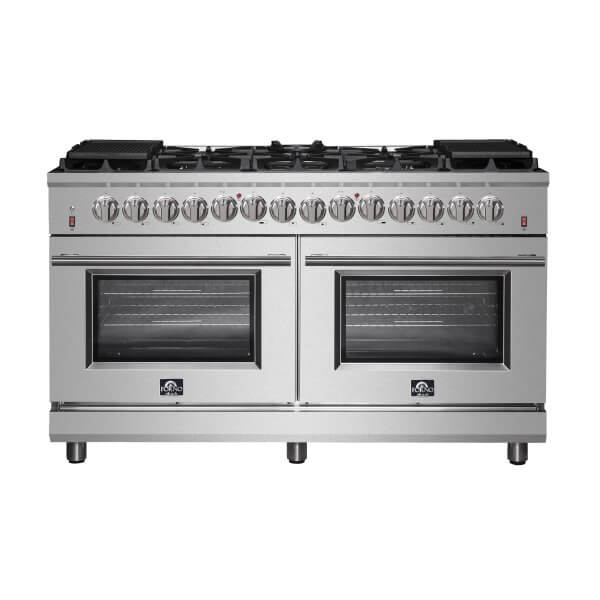 Forno Massimo 60-inch Dual Fuel Range Stainless Steel, 8.64 cu.ft. True Convection Double Ovens