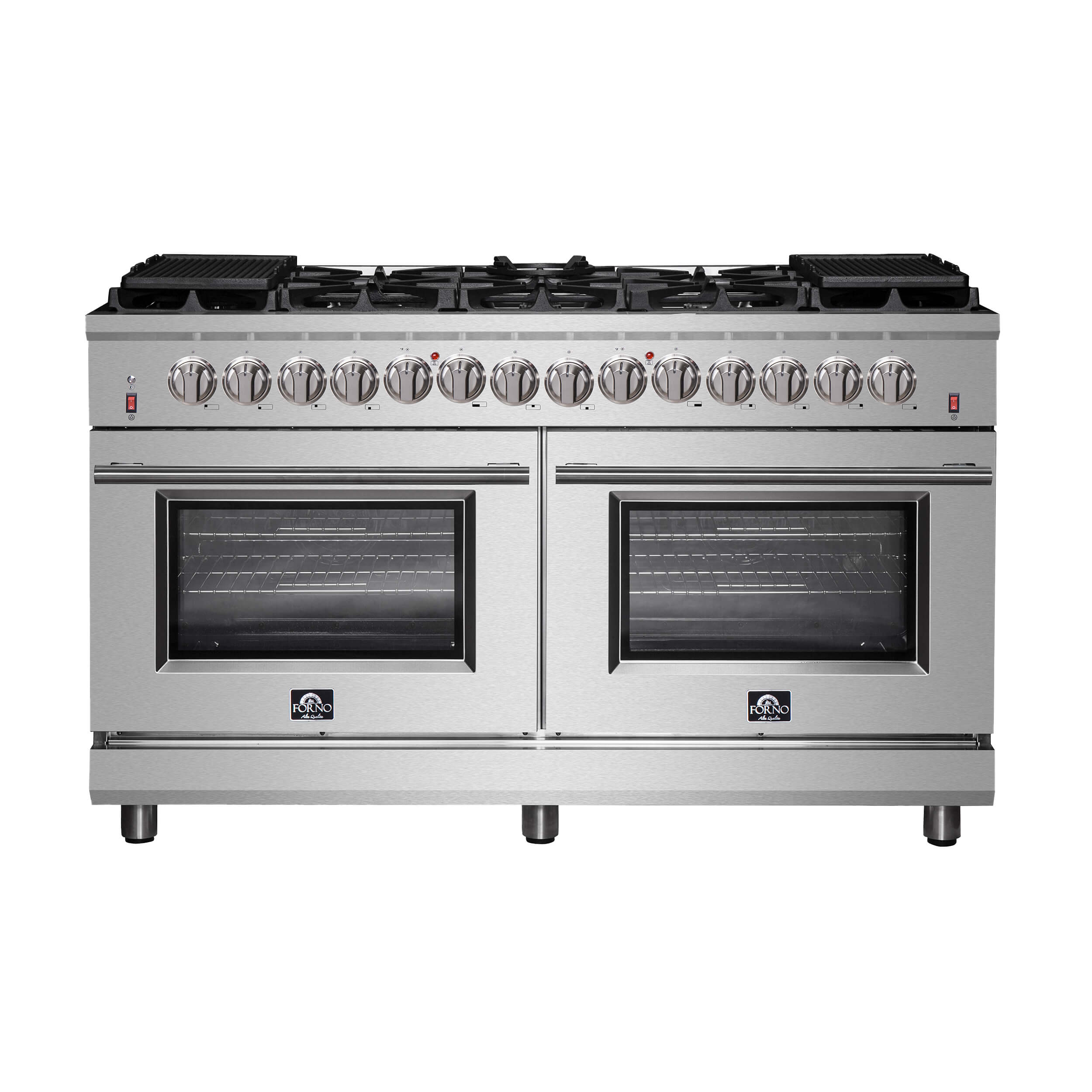 Forno Massimo 60-inch Dual Fuel Range Stainless Steel, 8.64 cu.ft. True Convection Double Ovens