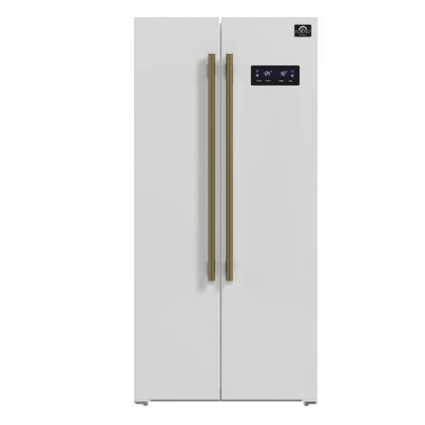 FORNO Salerno Espresso 33-inch Side-by-Side 15.6 Cu.Ft. White Refrigerator Additionnal Stainless steel Handles Included