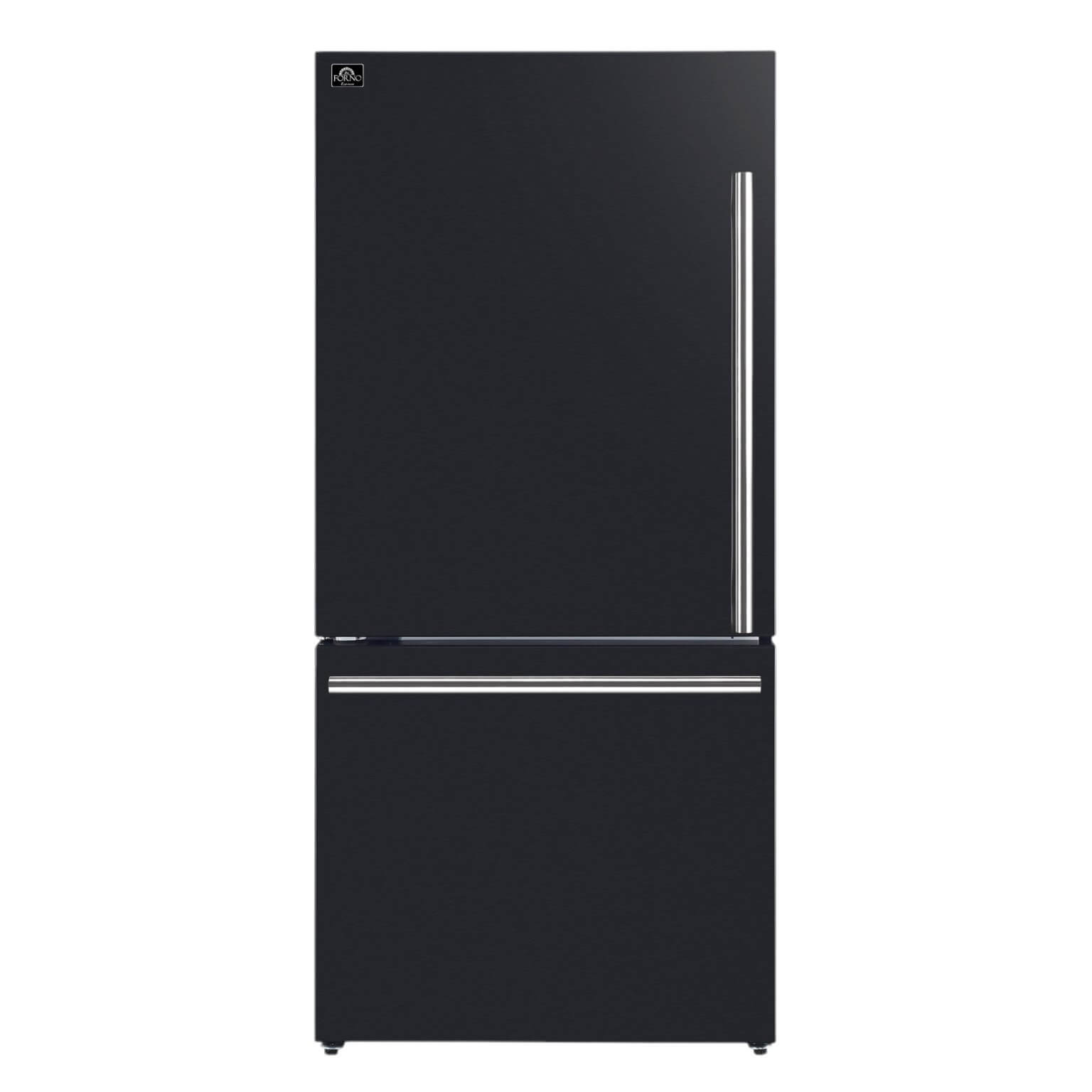 FORNO Milano Espresso 31-Inch Black Bottom Freezer Refrigerator, 17.2 ...