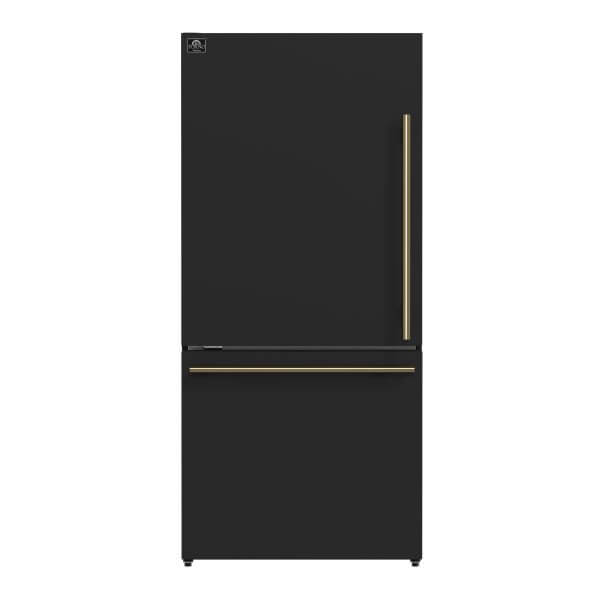 FORNO Milano Espresso 31-Inch Black Bottom Freezer Refrigerator, 17.2 Cu. Ft., Energy-Efficient, No Frost, Built-In Ice Maker