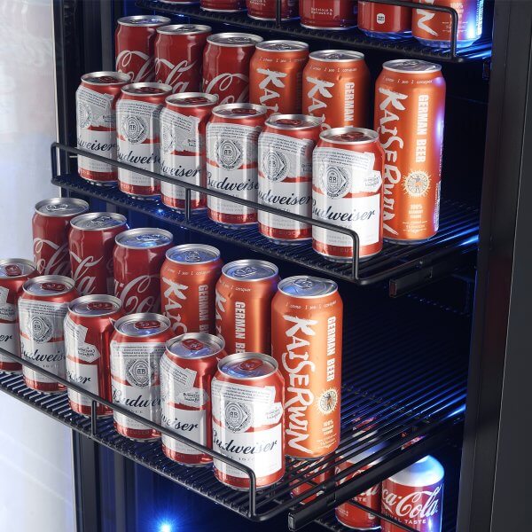 FBCBI6703 24S Beverage Cooler Close Up  Shelf With Beverage