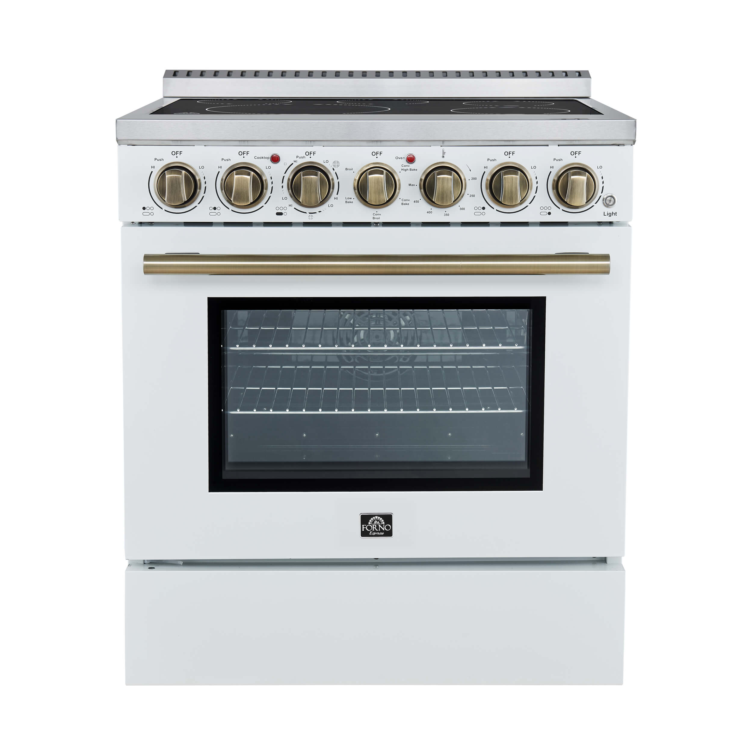 FORNO Paolo 30" Freestanding Electric Range in White, 4.38 cu.ft. True Convection Oven